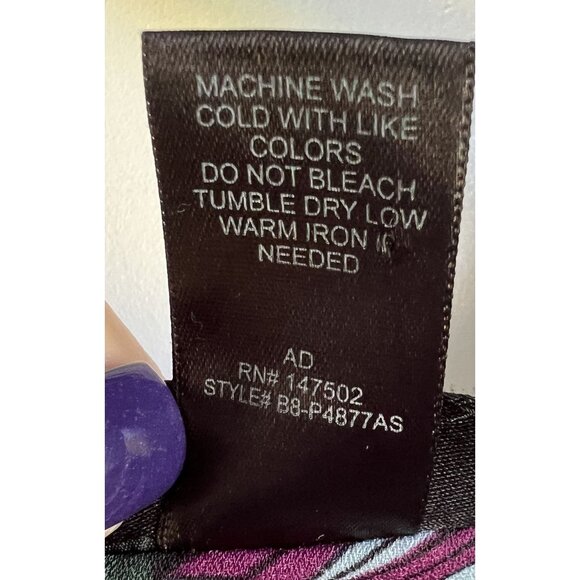 Ashley Stewart Geometric Print Poncho Top 26/28 Multicolor Keyhole Back PlusSize - Picture 6 of 8